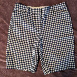 Talbot's Women's blue & white checkered 10.5" Perfect Shorts